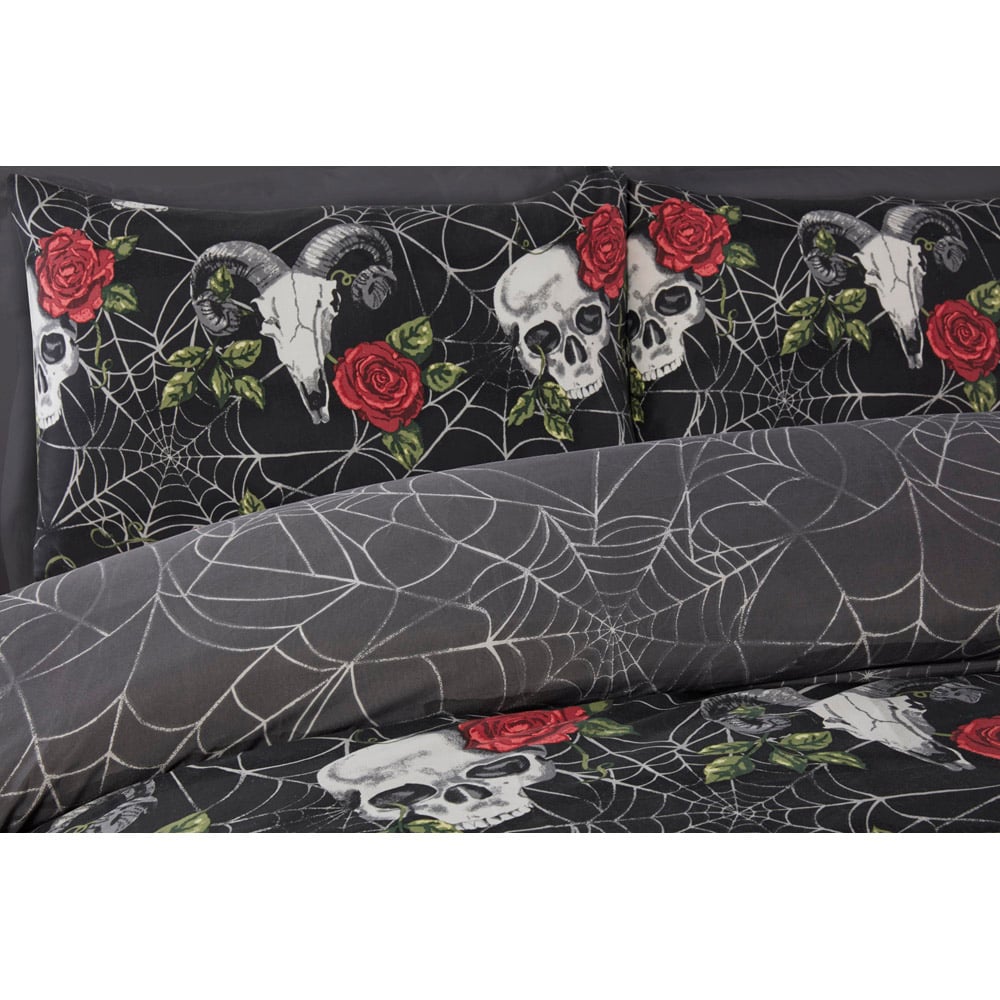 Rapport Home Skulls and Roses Single Multicolour Microfibre Duvet Set Image 2