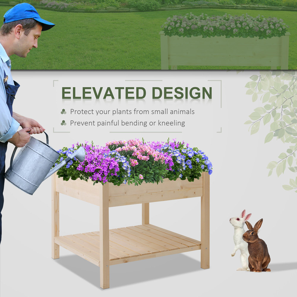 Outsunny Elevated Garden Planting Bed Stand with Storage Shelf Image 6