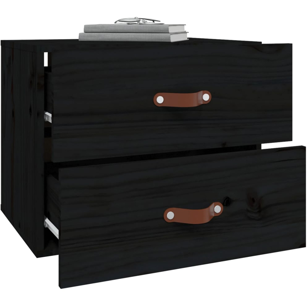 vidaXL 2 Drawer Black Wall Mounted Bedside Table Image 4