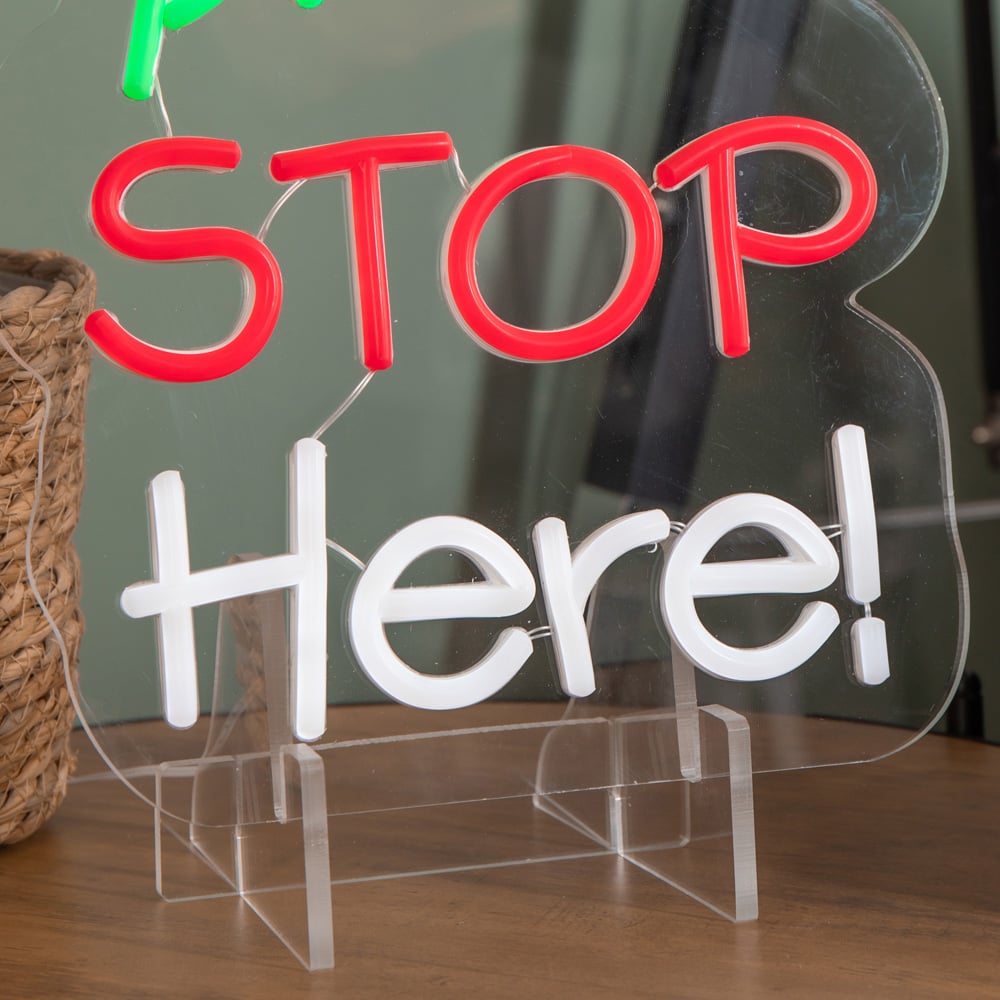 Samuel Alexander Red Green and White LED Santa Please Stop Here Neon Sign 35 x 26cm Image 7