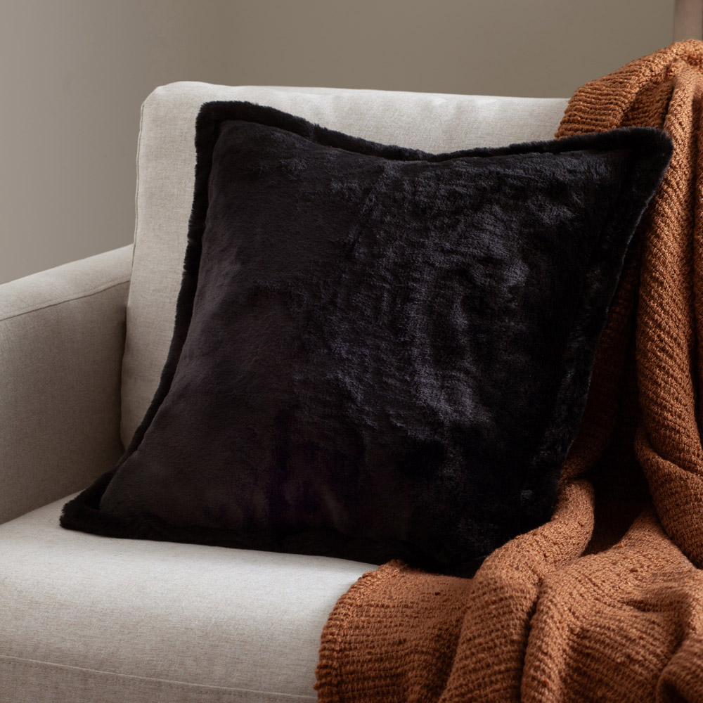 Furn Kallu Black Faux Fur Cushion 45 x 45cm Image 2