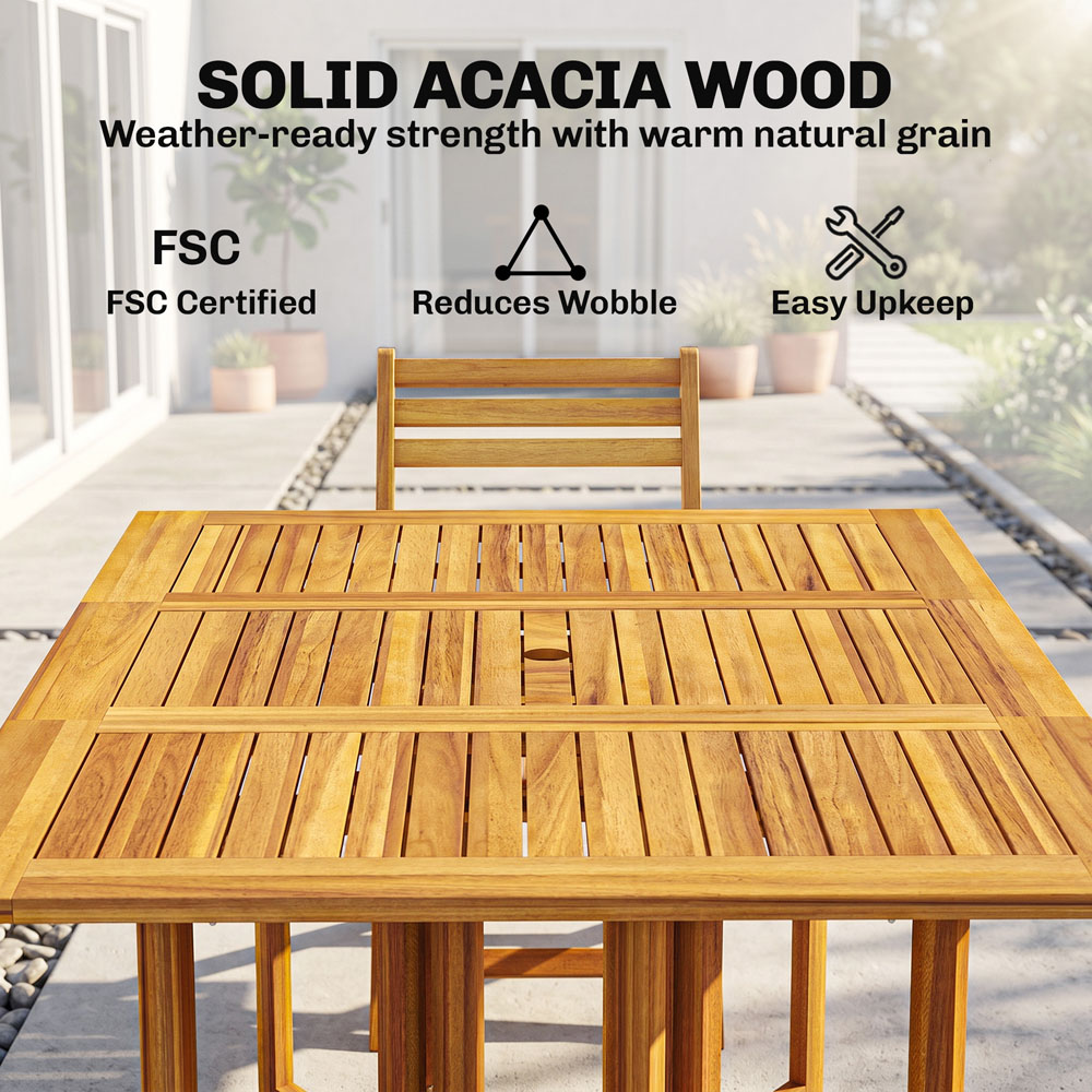 Outsunny 6 Seater Extendable Garden Dining Set Natural Image 4