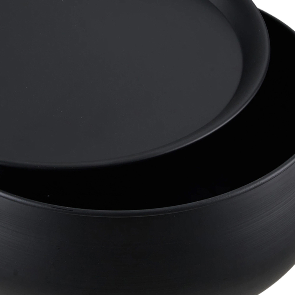 Living and Home Black Round Lift-Top Storage Side Table with Hidden Compartment Image 3