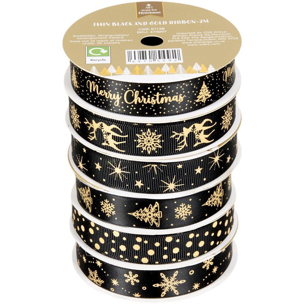Thin Black and Gold Ribbon Image 1