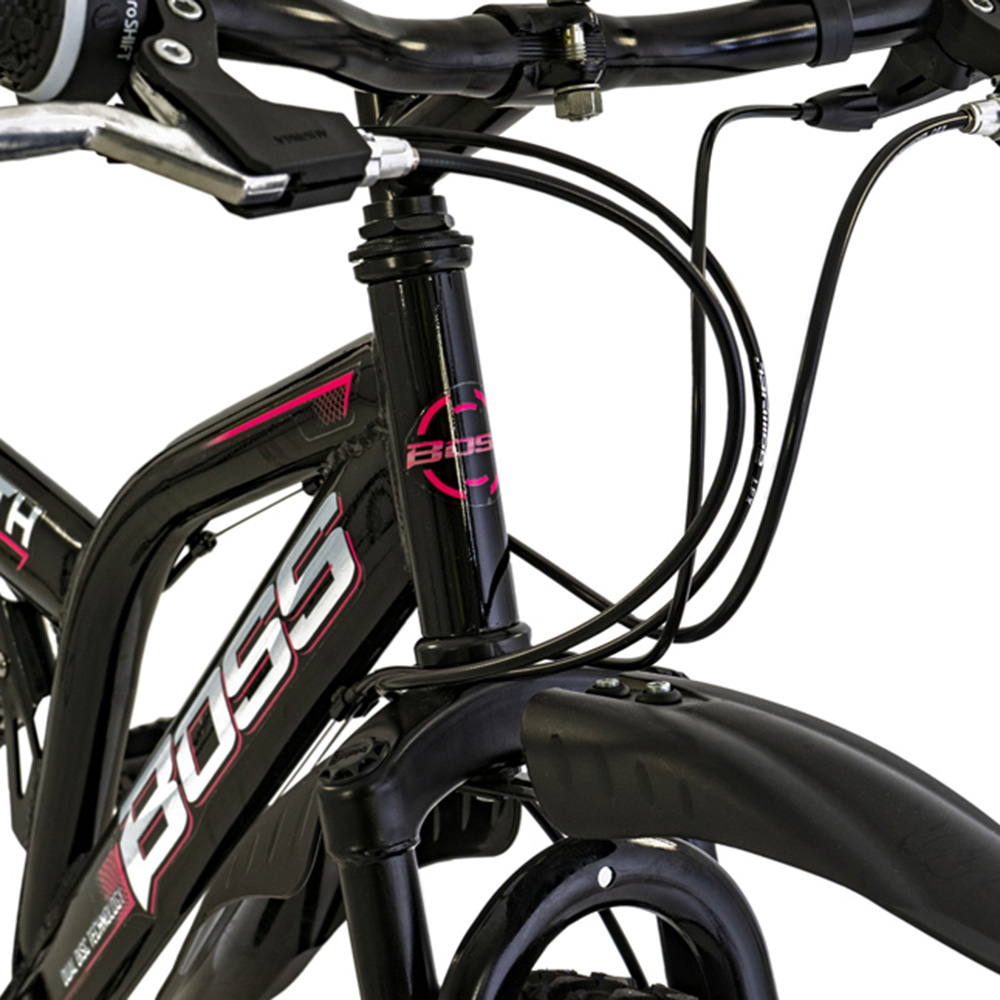 Boss Stealth 26 inch Black Silver and Pink Mountain Bike Image 6