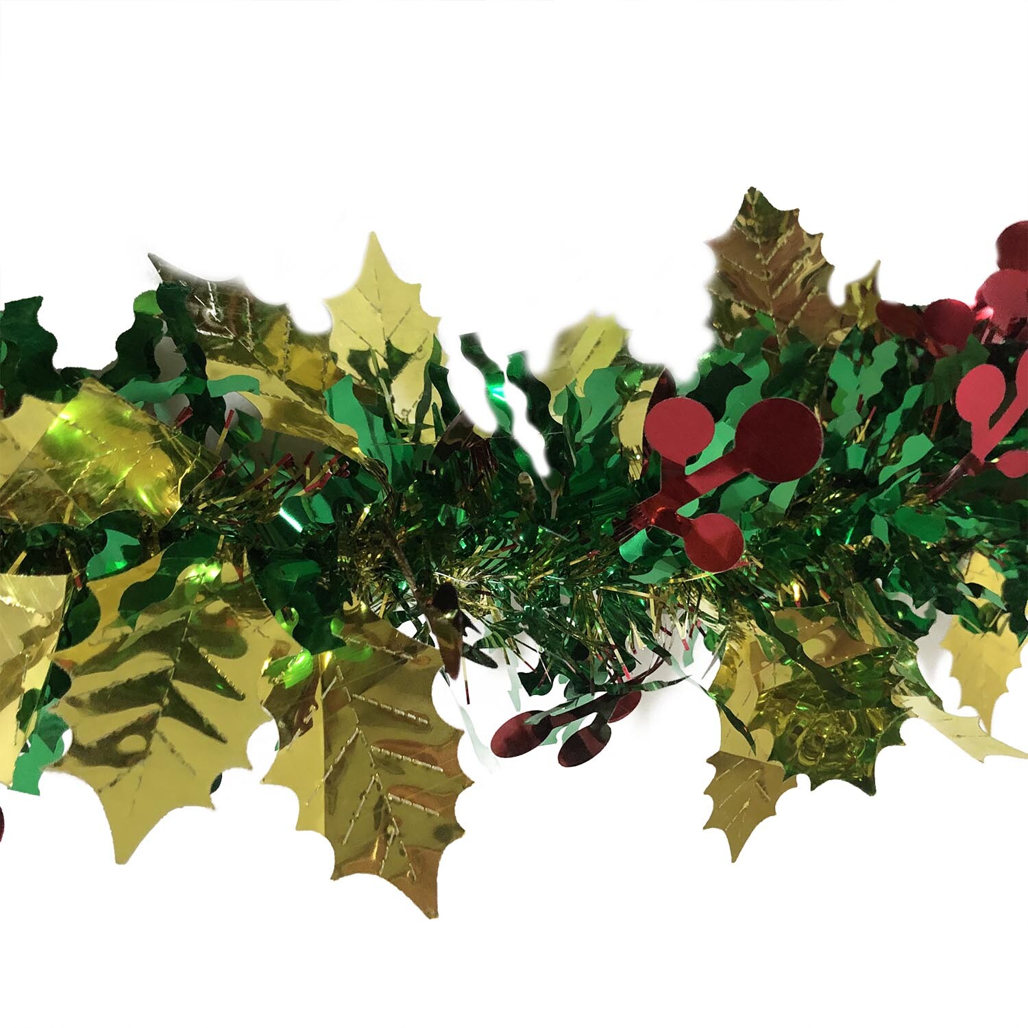 Golden Holly and Berry Tinsel Garland Image