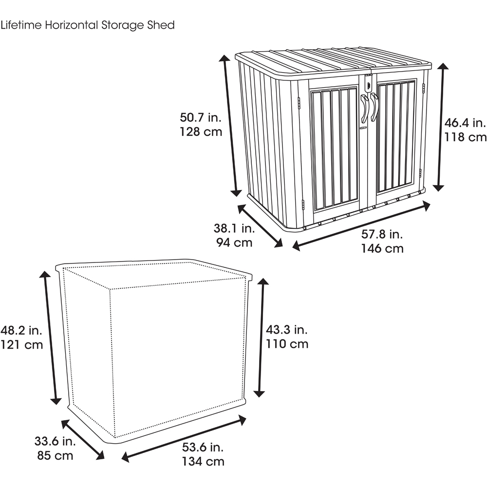 Lifetime Products 4 x 5ft Double Door Horizontal Storage Shed Image 9