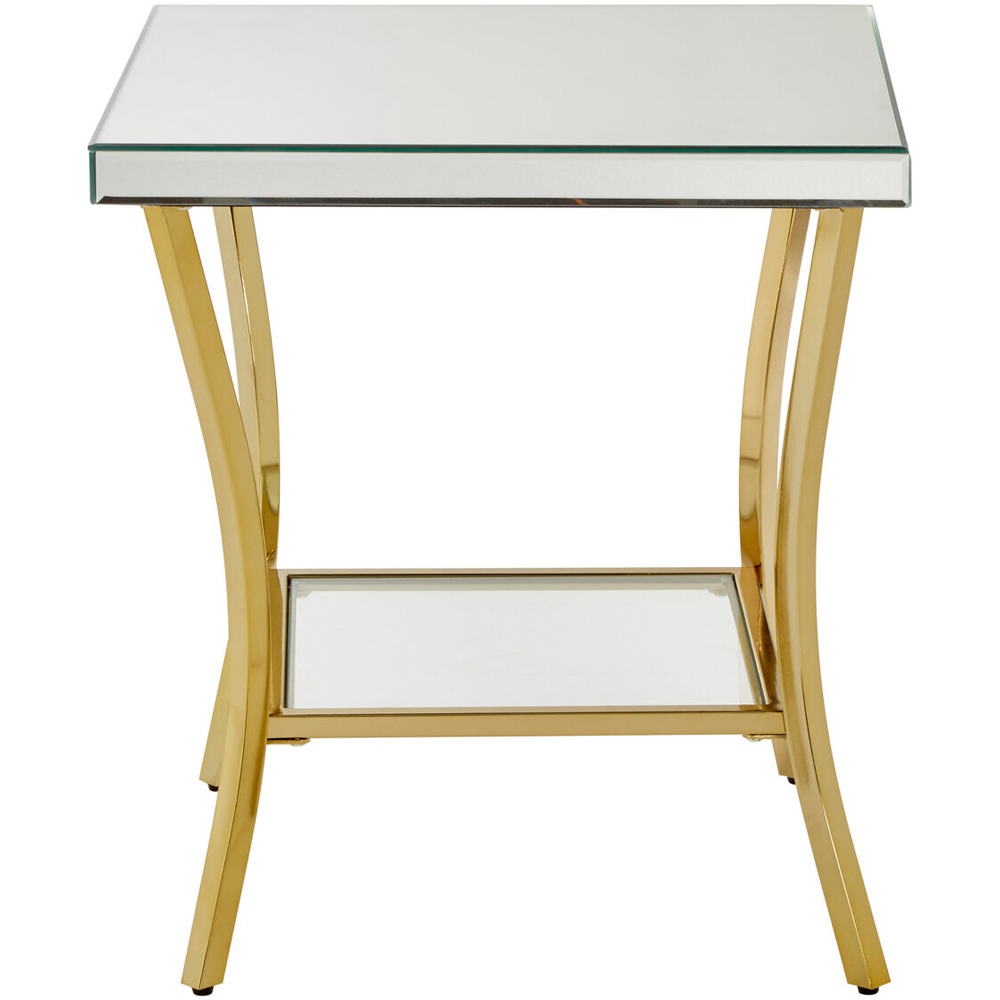Premier Housewares Single Shelf Silver Bedside Table with Mirror Glass Tabletop Image 2