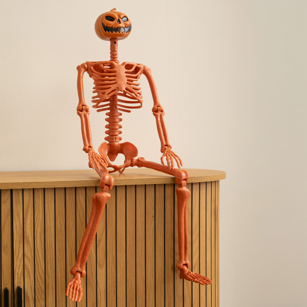 Samuel Alexander Poseable Pumpkin Skeleton Hanging Halloween Decoration 90cm Image 6