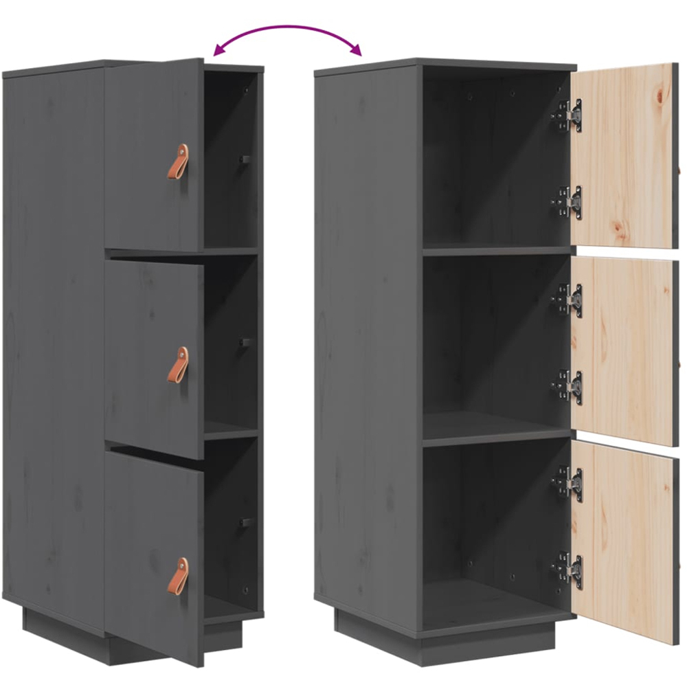vidaXL 3 Door Grey Pine Wood Highboard Image 9