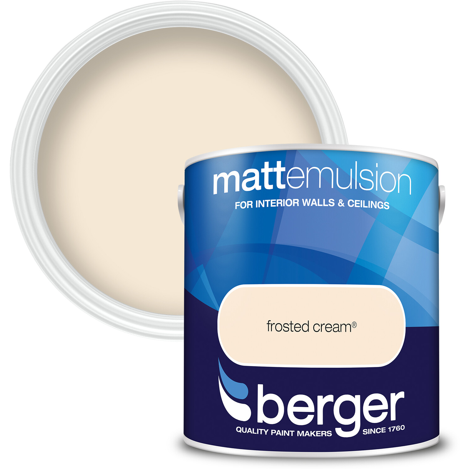 Berger Walls and Ceilings Frosted Cream Matt Emulsion Paint 2.5L Image 1