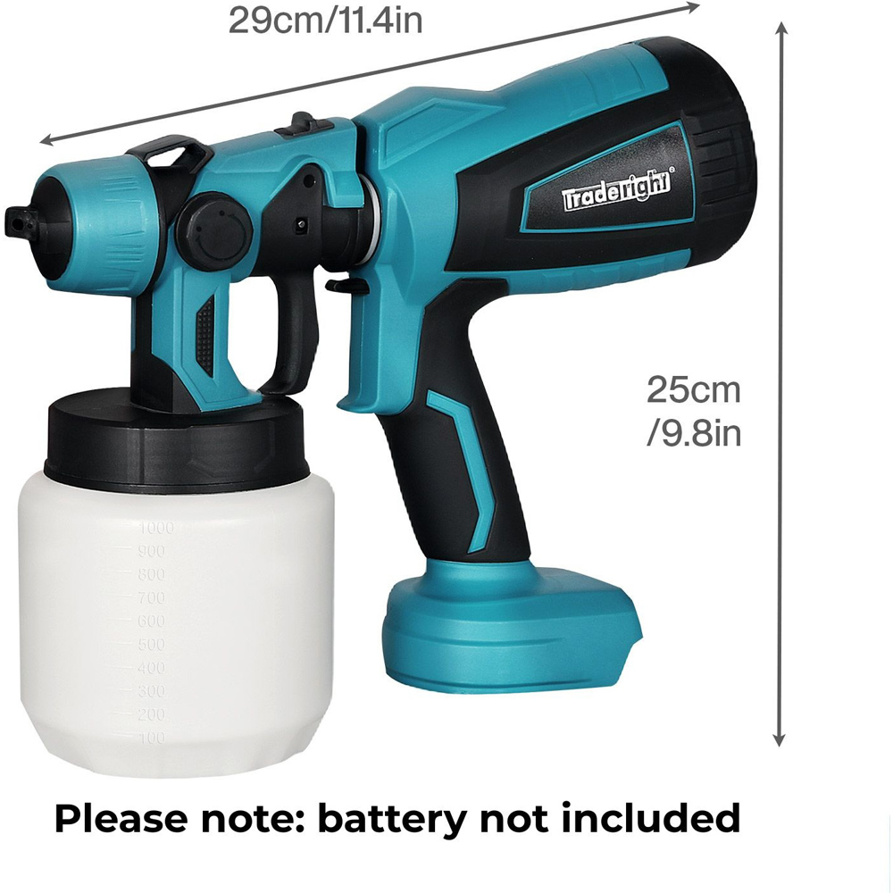Traderight 1000ml HVLP Cordless Paint Spray Gun with Accessories 18V Image 9