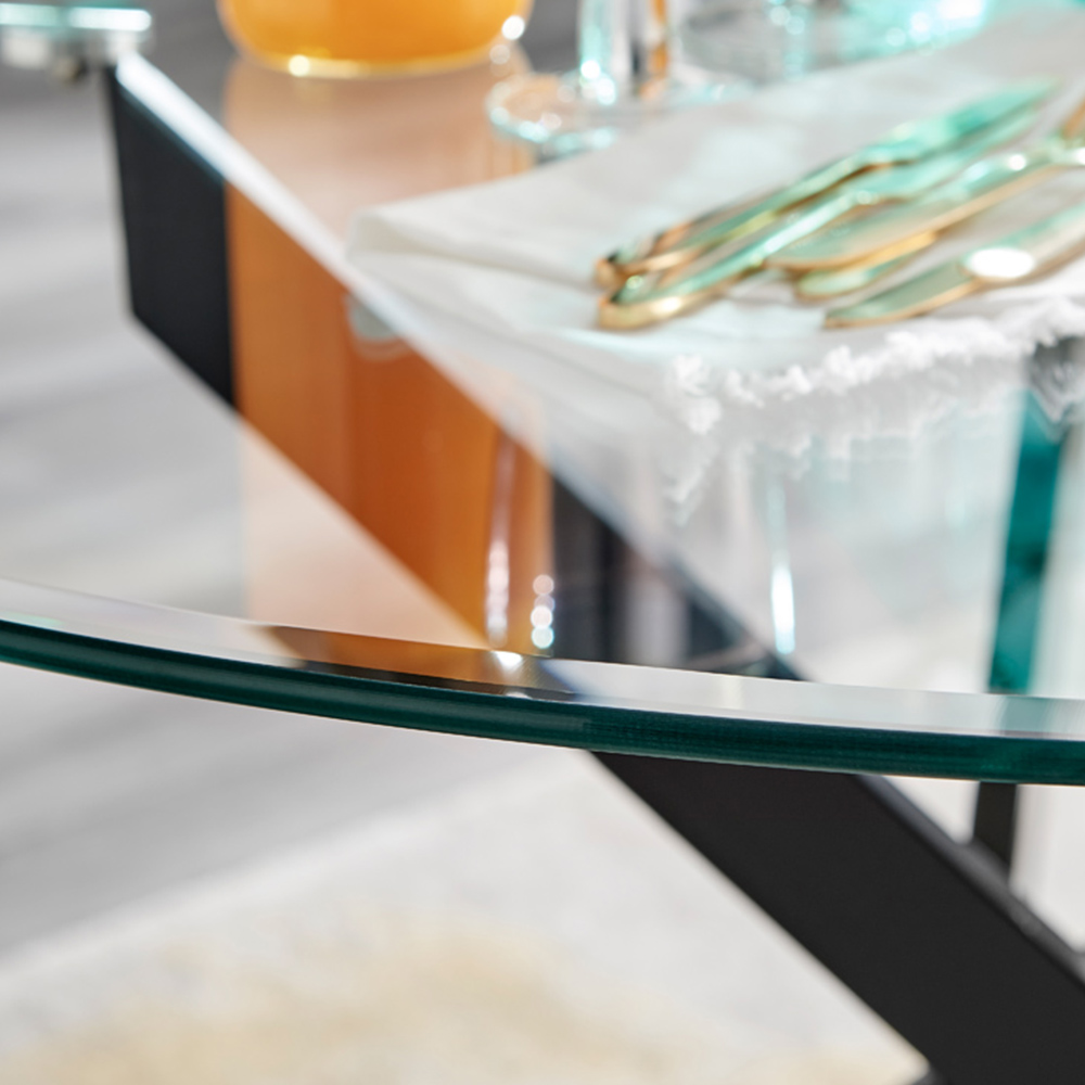 Furniturebox Arona 6 Seater Round Glass Dining Table Black Image 4
