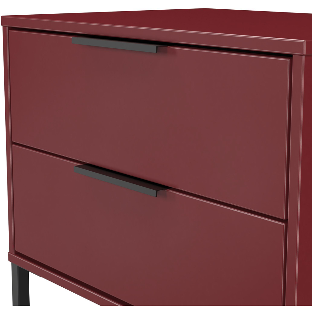 Crowndale Hong Kong 2 Drawer Red Matt Side Table Ready Assembled Image 5