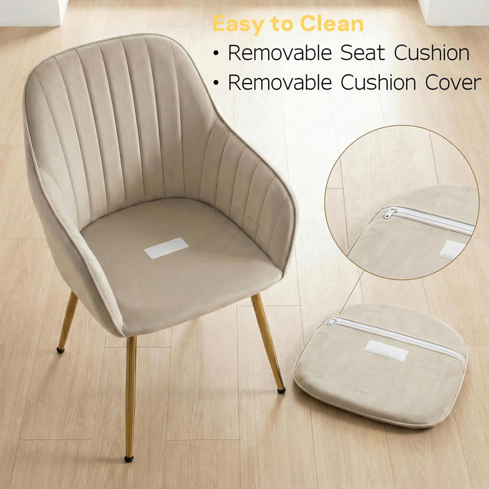 Alivio Set of 2 Cream Velvet Upholstered Dining Chairs Image 8