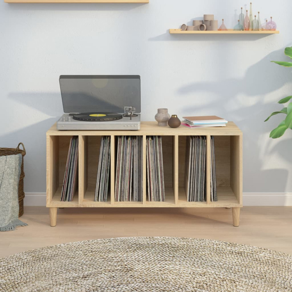 vidaXL 6 Shelf Brown Record Cabinet Image 7