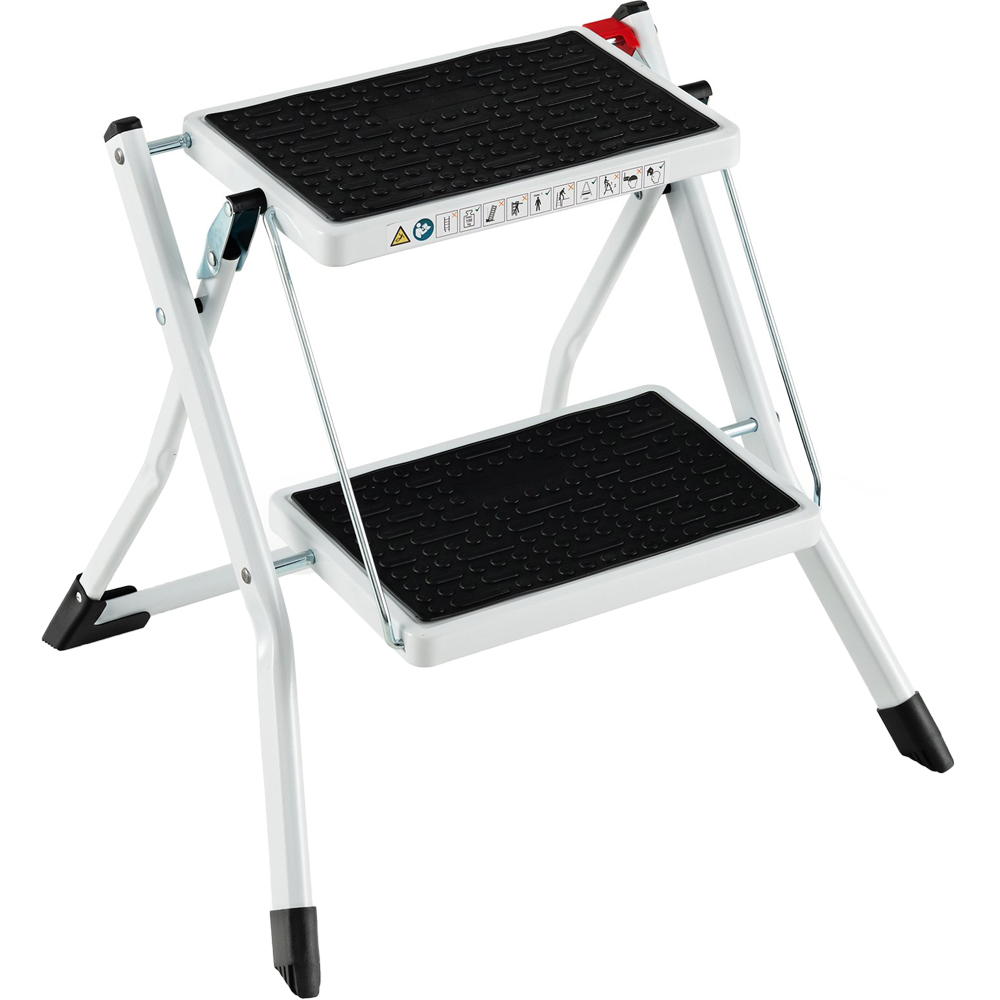 Costway 2 Step White Anti Slip Folding Ladder Image 1