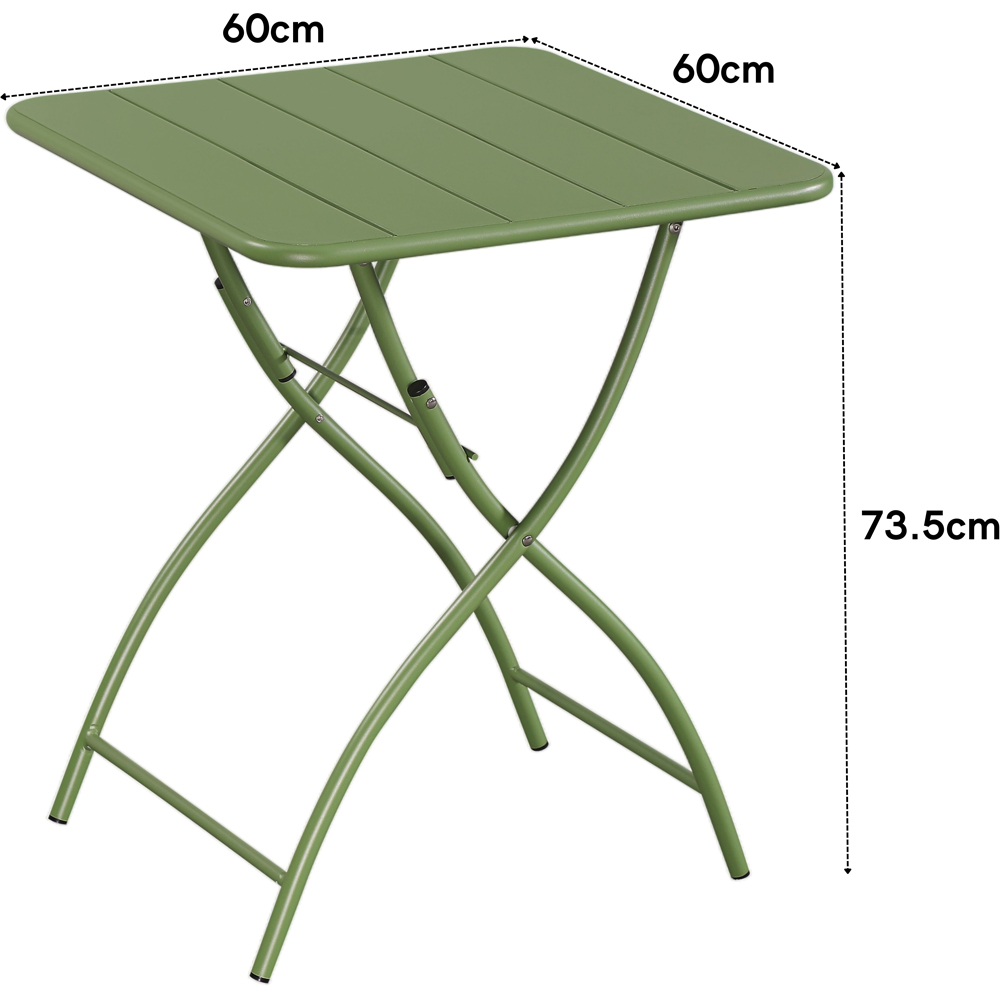 Core Products 2 Seater Moss Green Square Metal Foldable Garden Bistro Table Image 7