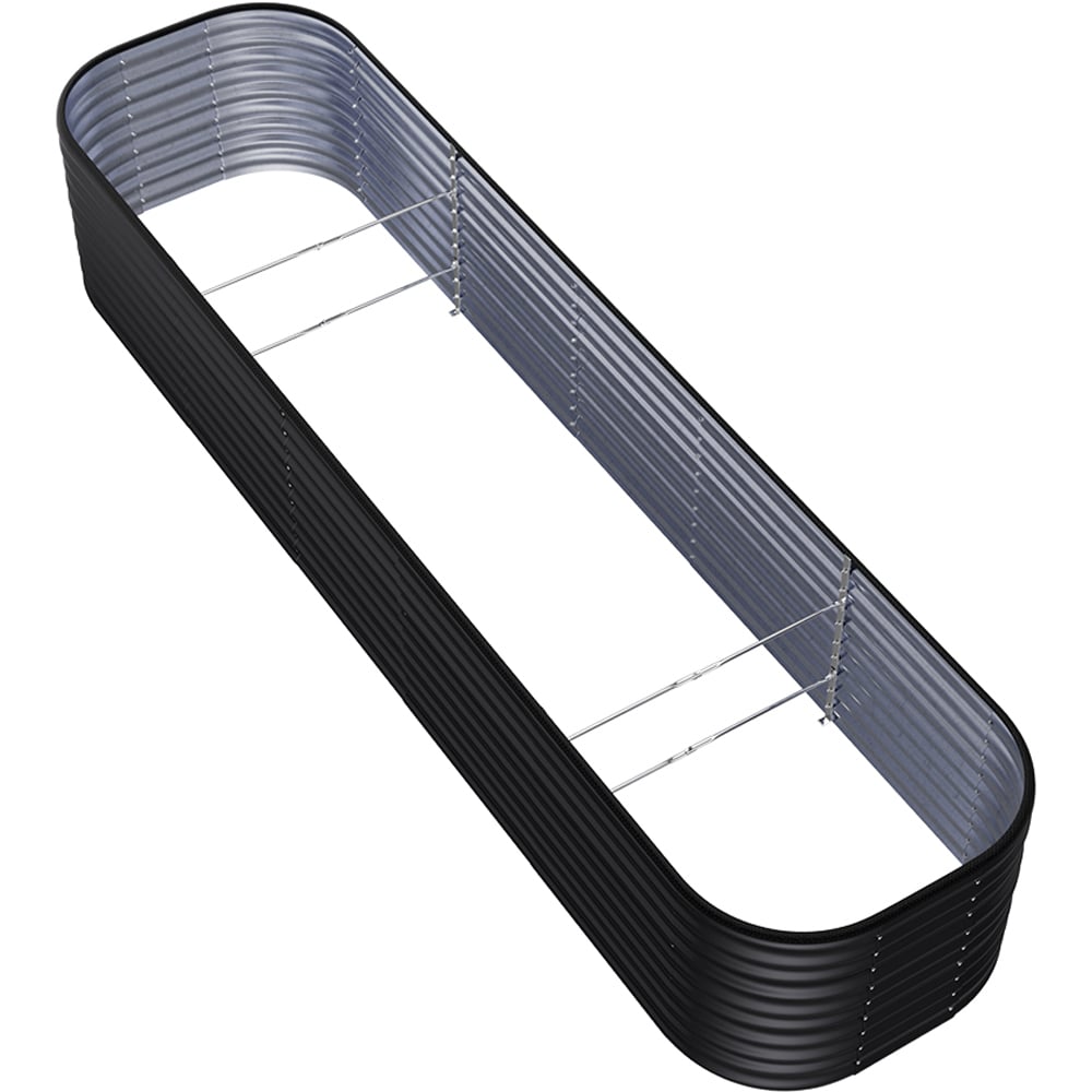 Living and Home Anthracite Oval Galvanised Steel Raised Garden Bed 320 x 56cm Image 5