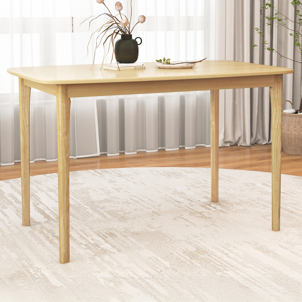 Costway 4 Seater Wooden Dining Table with Rubberwood Legs Natural Image 1