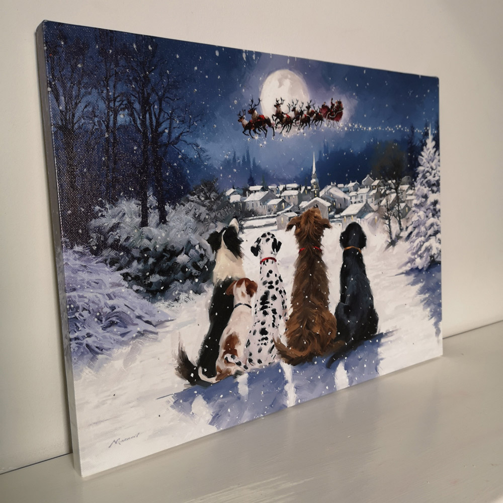 Samuel Alexander Snowtime Christmas Dogs Light Up Wall Art 30 x 40cm Image 2
