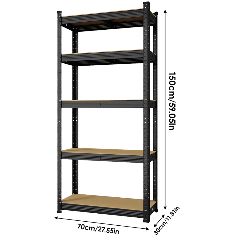 Living and Home 5 Shelf Black Galvanised Steel Shelving Unit Image 8
