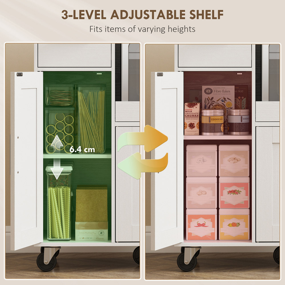 HOMCOM 3 Door Single Drawer Rolling Kitchen Cart Image 5