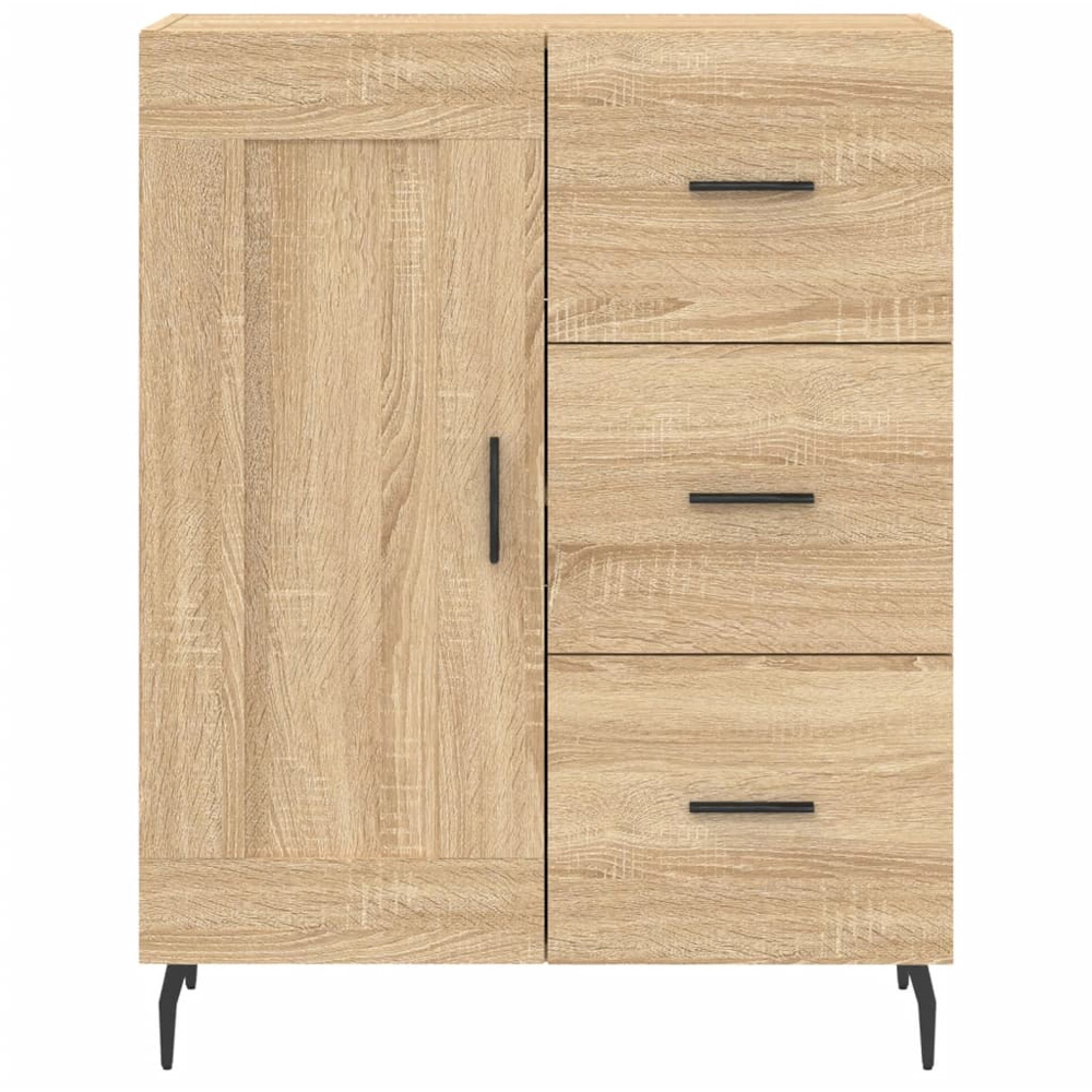 vidaXL Single Door 3 Drawer Sonoma Oak Sideboard with Metal Legs Image 5