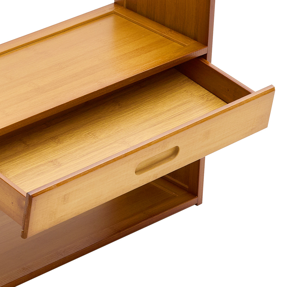Living and Home Single Drawer 2 Shelf Natural Bamboo Desktop Bookshelf ...