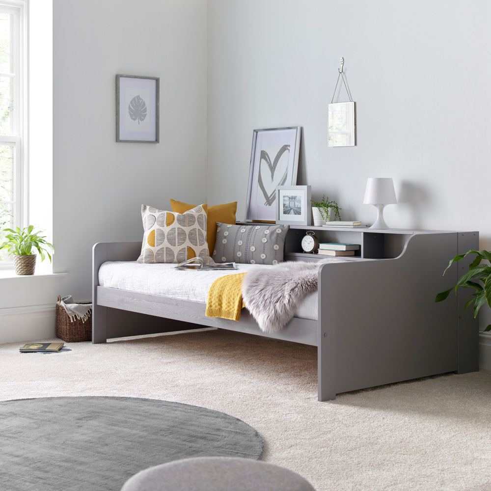 Tyler Single Grey Guest Bed and Trundle with Memory Foam Mattresses Image 7