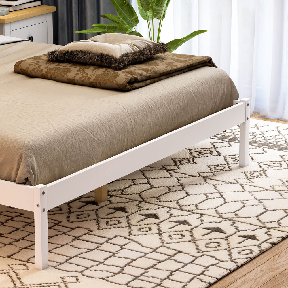 Vida Designs Milan King Size White and Pine Low Foot Wooden Bed Frame Image 4