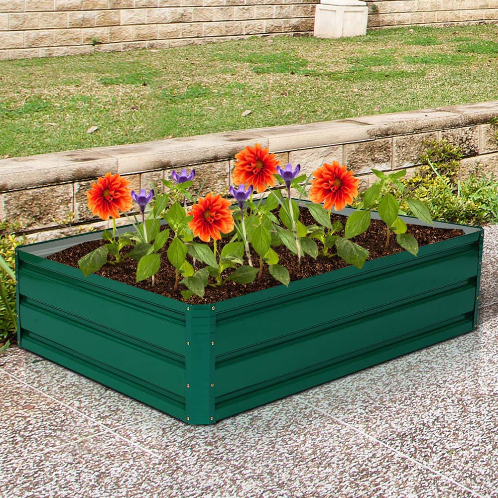 Costway Green Metal Raised Outdoor Garden Bed Image 2