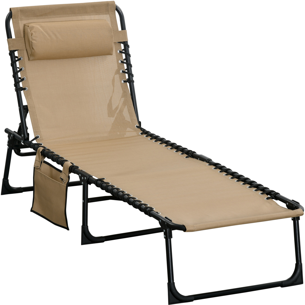 Outsunny Beige Portable Recliner Sun Lounger Image 2