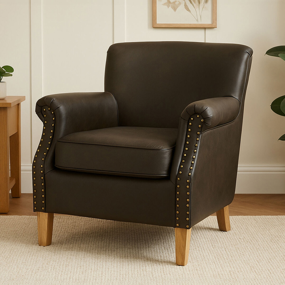 Premier Housewares Trinity Brown Leather Effect Armchair Image 5
