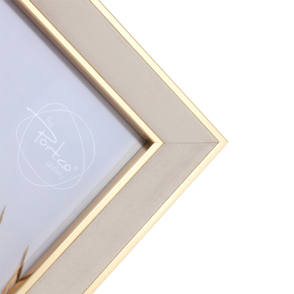 Gold Edge Velvet Photo Frame Neutral 16 x 12 inch Image 5
