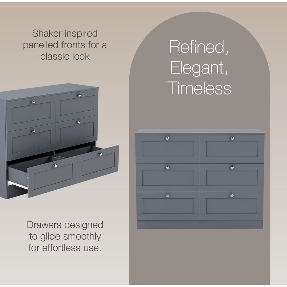 VIDA DESIGNS Altino 6 Drawer Grey Shaker-Style Chest of Drawers Image 7
