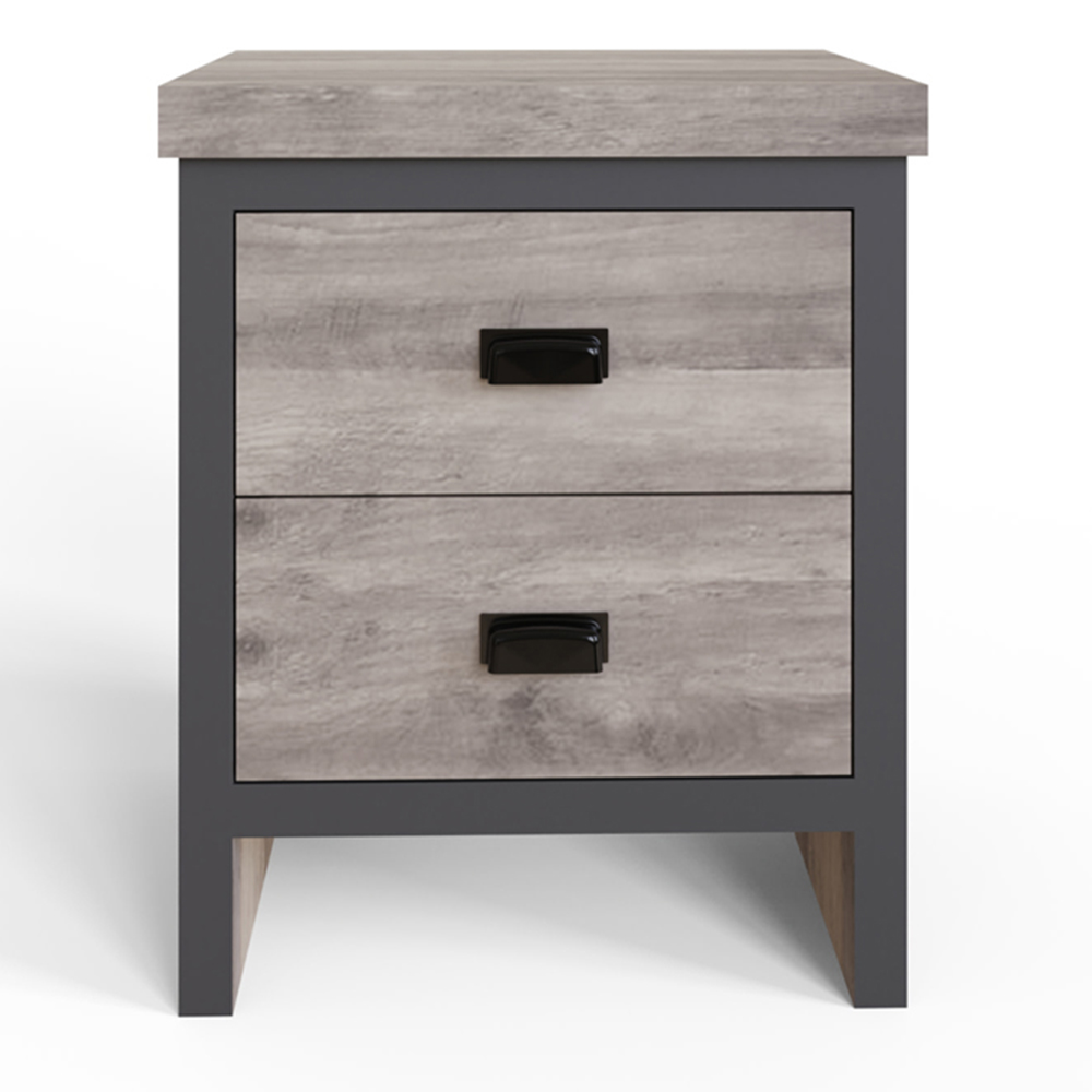 GFW Boston 2 Drawer Grey Bedside Table Set of 2 Image 5