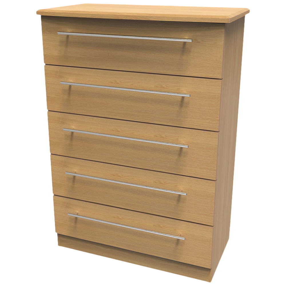 Crowndale Sherwood 5 Drawer Oak Chest of Drawers Image 4