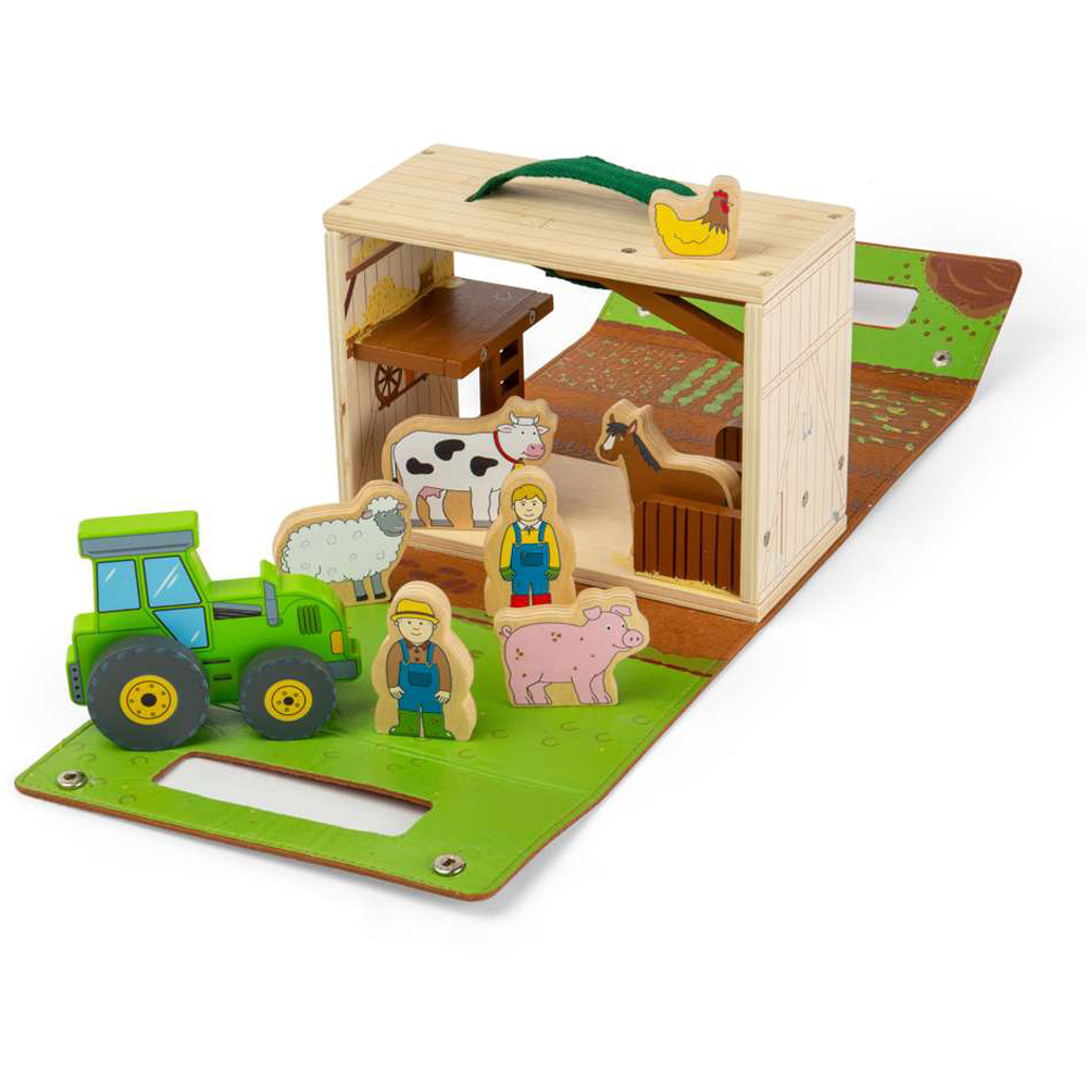 Bigjigs Toys Kids Farm On The Go Portable Playset 8 Piece Image 3