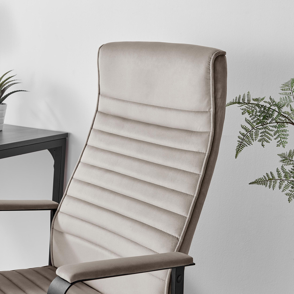 Furniturebox Central Cappuccino Beige Velvet Office Chair Image 4