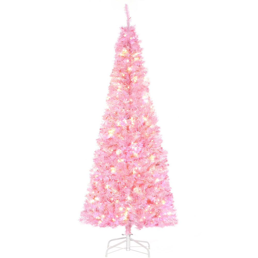 Everglow Warm White LED Pre-Lit Pink Artificial Christmas Tree 6ft Image 1