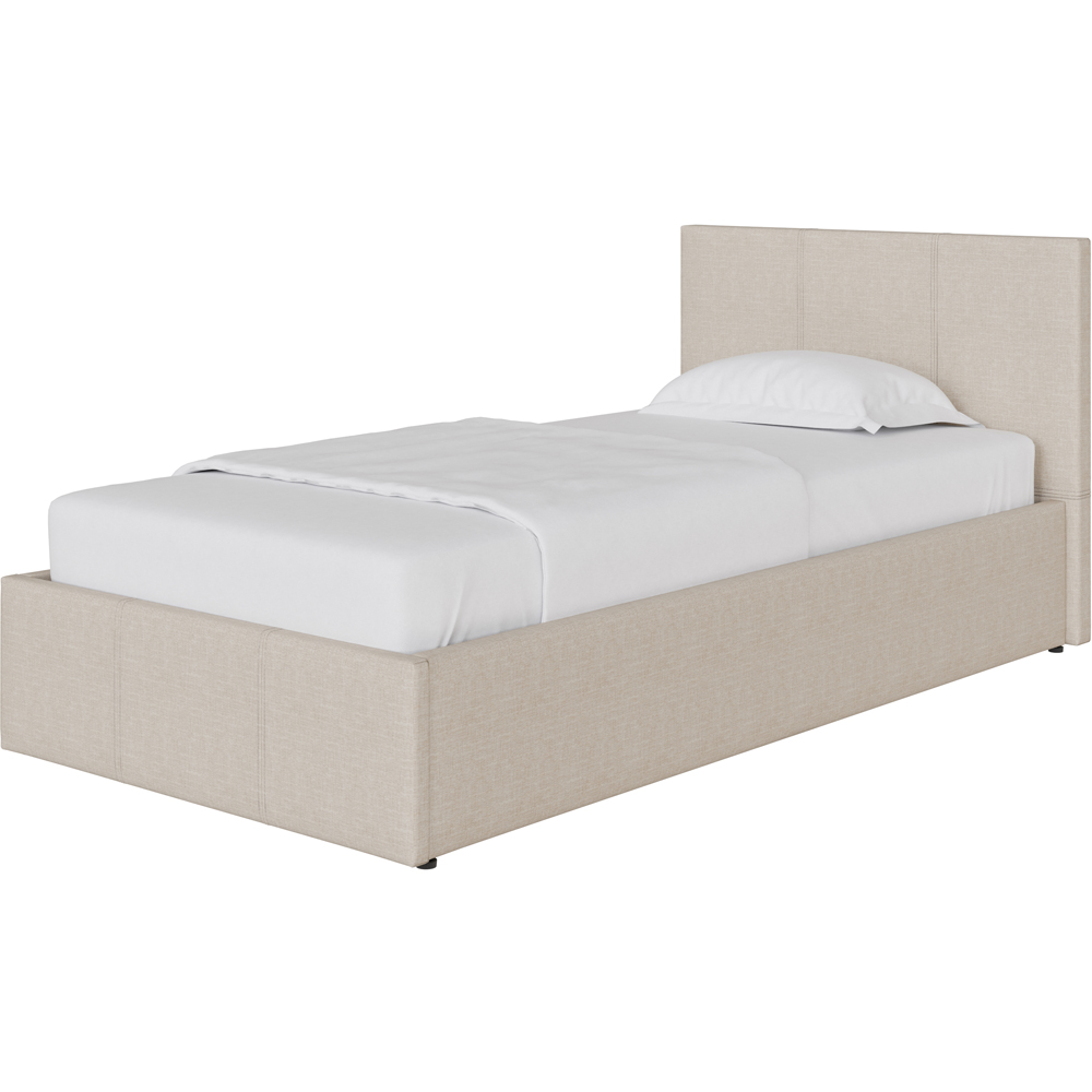 GFW Single Natural Hopsack Fabric End Lift Ottoman Bed with Memory Pocket Spring Mattress Image 3