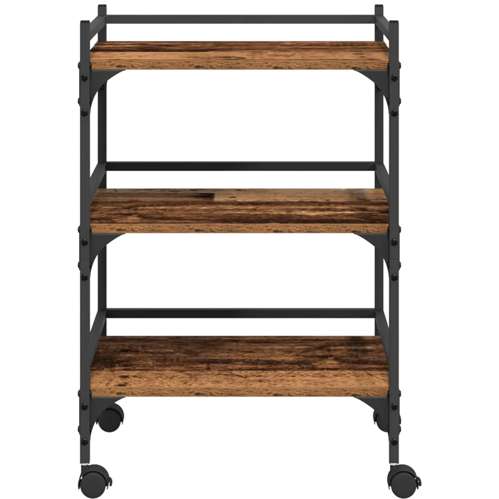 vidaXL 3 Shelf Old Wood Kitchen Trolley Image 6