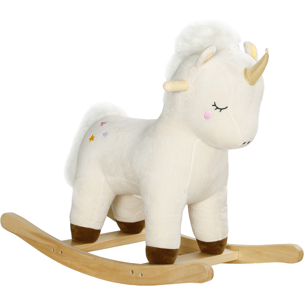 AIYAPLAY White Rocking Horse with Unicorn Design Image 1