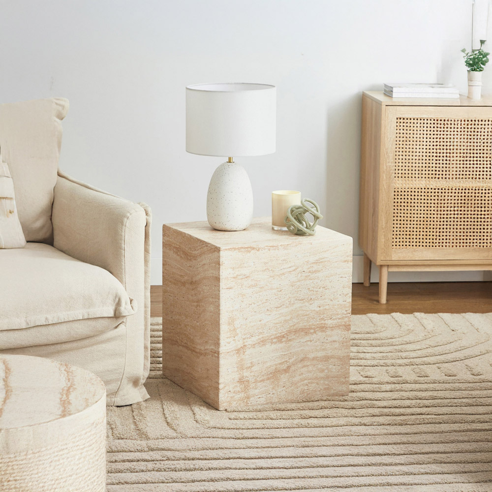 Desser Pisa Travertine Effect Square Side Table Image 5