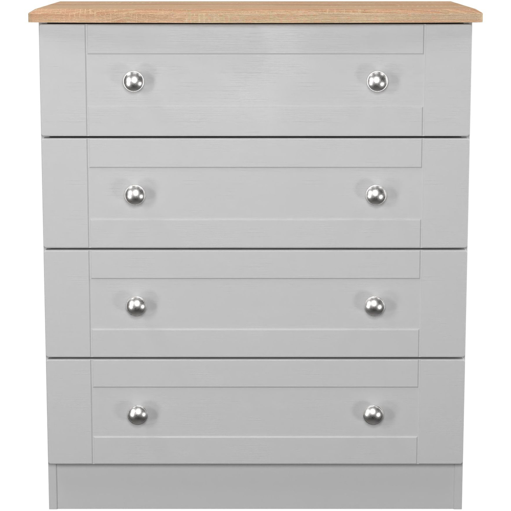 Crowndale Sussex 4 Drawer Grey Ash and Bardolino Oak Chest of Drawers Ready Assembled Image 2