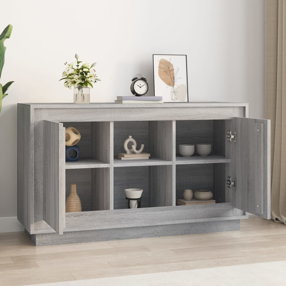 vidaXL 2 Door 2 Shelf Grey Sonoma Wooden Sideboard Image 3