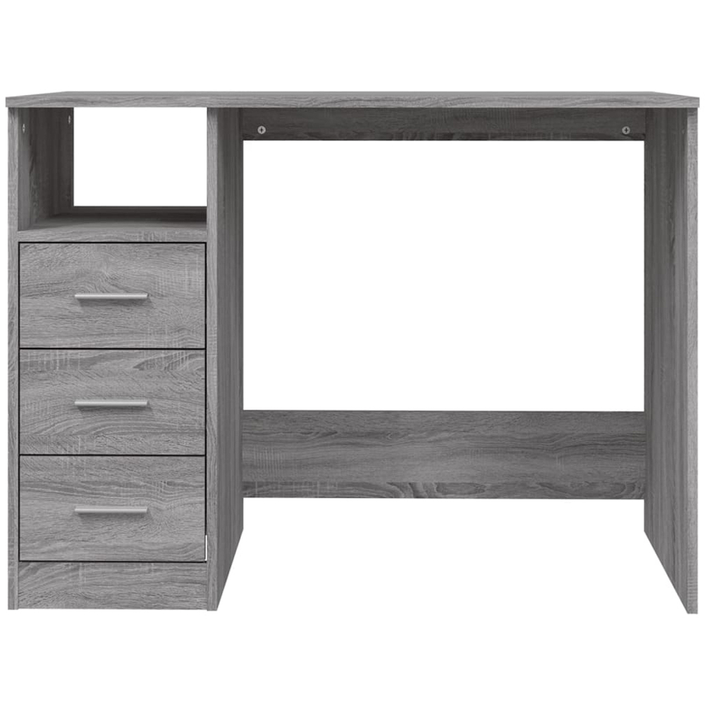 vidaXL 3 Drawer Single Shelf Computer Desk Grey Sonoma Image 5