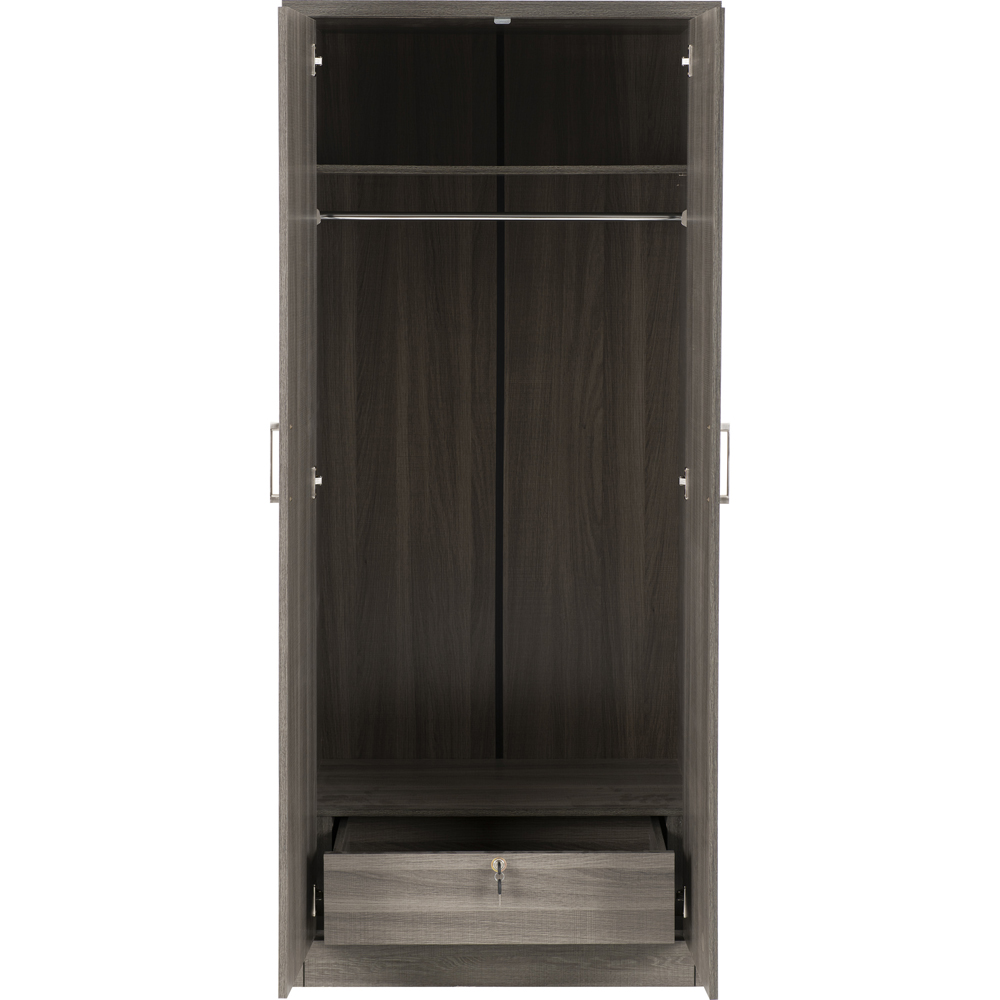 Seconique Lisbon 2 Door Black Wood Grain Wardrobe Image 4