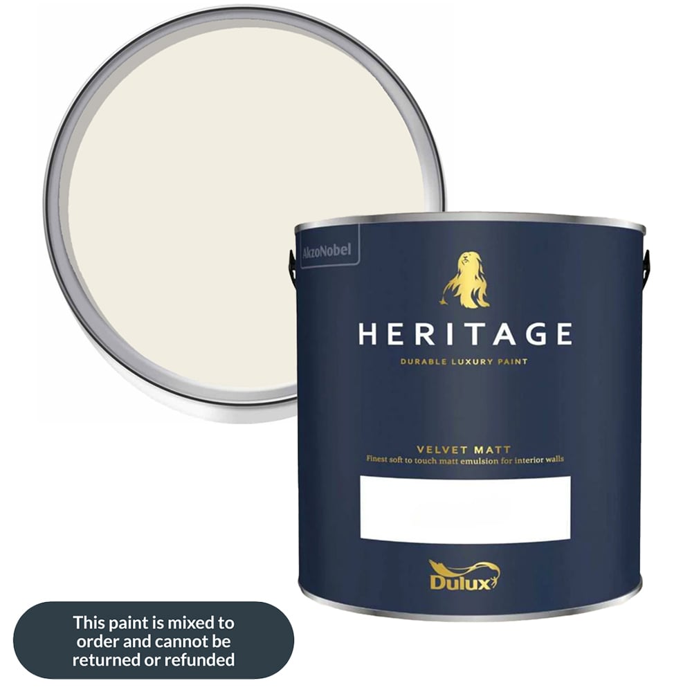 Dulux Heritage Walls and Ceilings Alabaster White Velvet Matt Emulsion Paint 2.5L Image 1